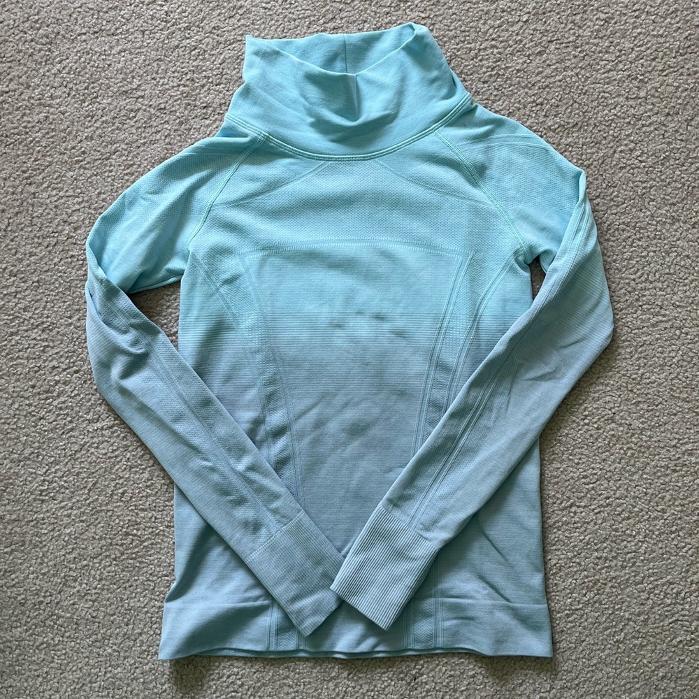 Girls' Light Blue Long-Sleeve Turtleneck Top